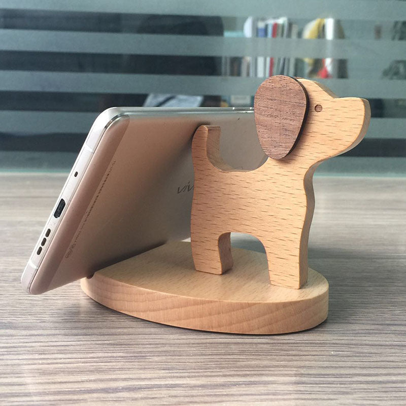 Soporte creativo para teléfono móvil trasero con moneda de madera de haya, soporte perezoso para teléfono con letras personalizadas