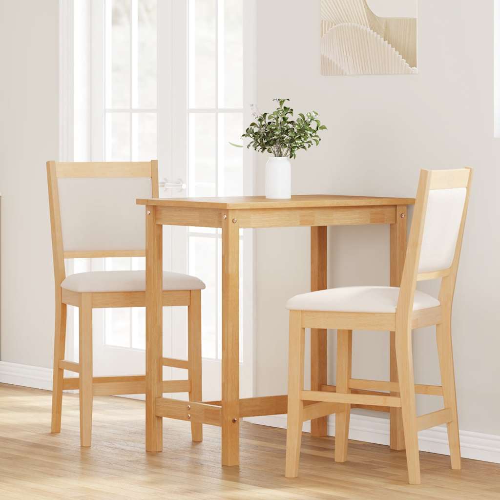 Taburetes de bar con cojines, 2 unidades, madera maciza natural