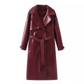 French fashion design casual extended leather jacket