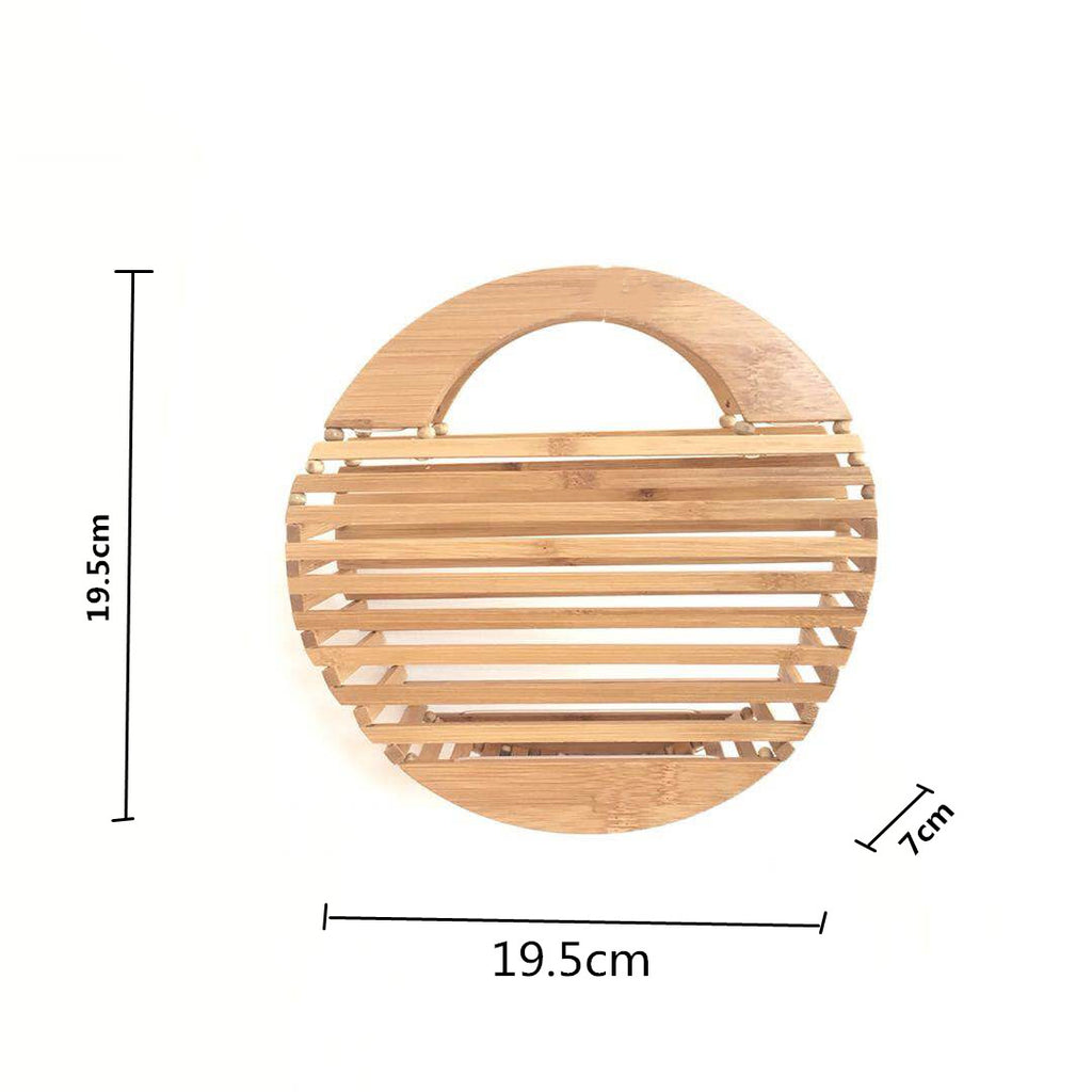Round Bamboo Bag Women's Handbag Ins Net Red Summer Bamboo Beach Bag Hollow Bamboo Bag Bamboo Bag