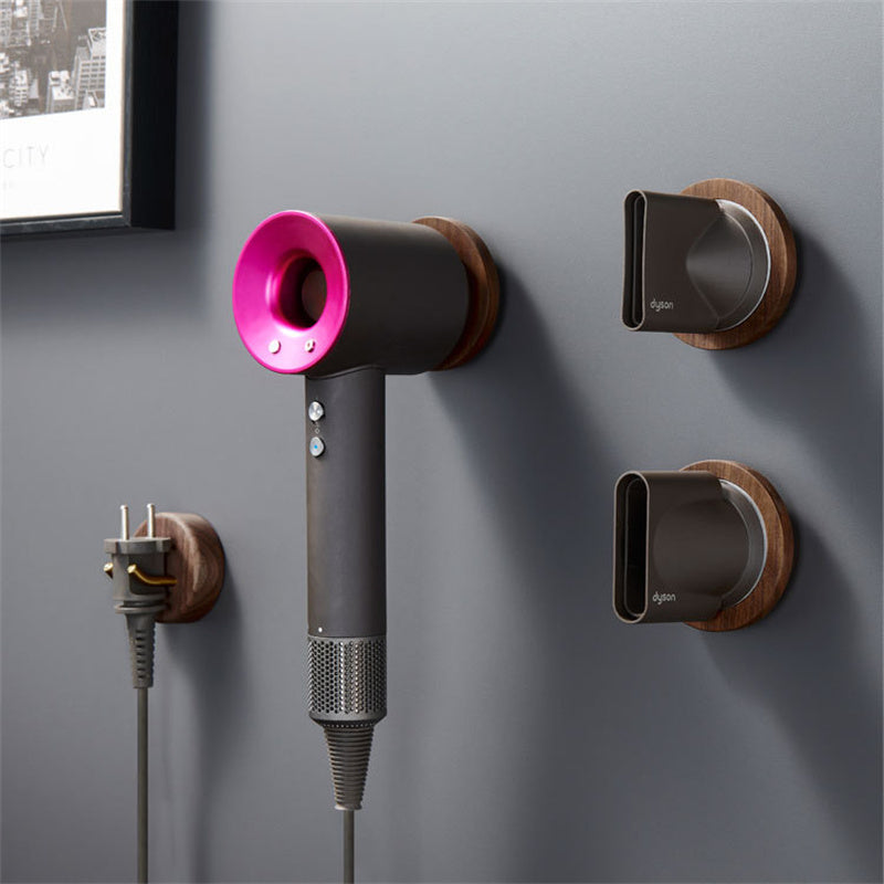 Wall Mounted Hair Dryer Holder Set For Dyson Solid Wood Hair Dryer Bracket Stand