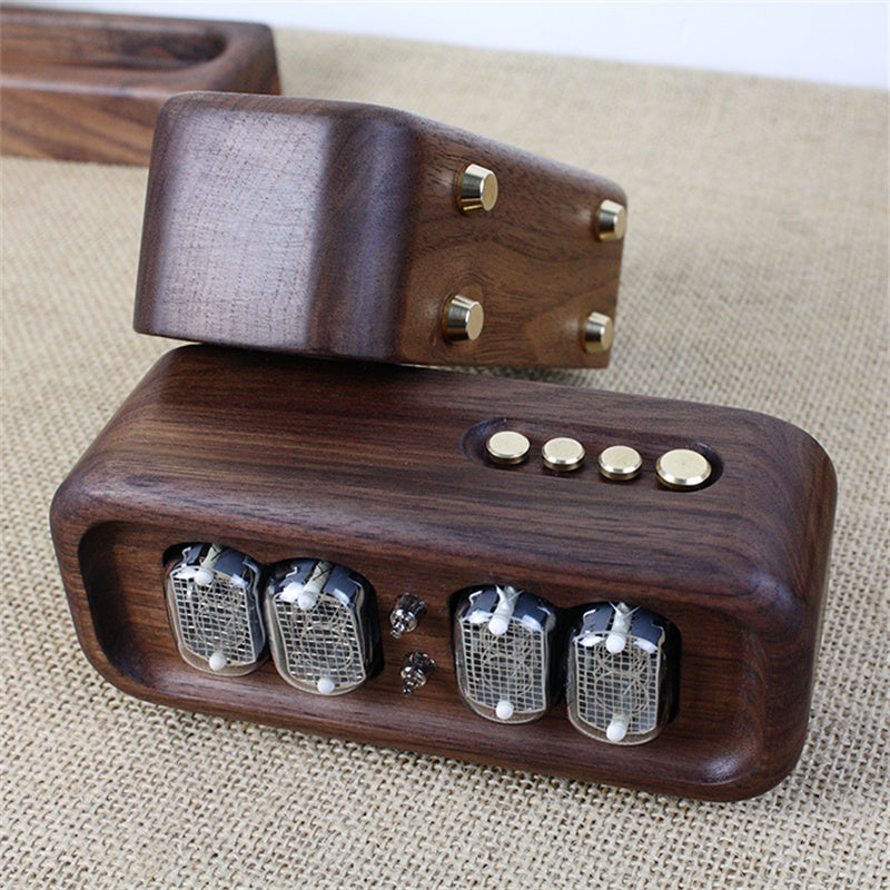 Black Walnut Solid Wood Glow Digital Electronic Tube Clock