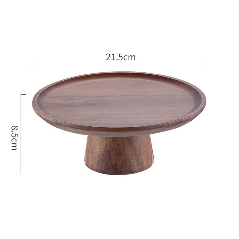 Acacia Wood Cake Tray Home Living Room Snack Plate Dessert Table Display Stand Wooden Tall Fruit Plate