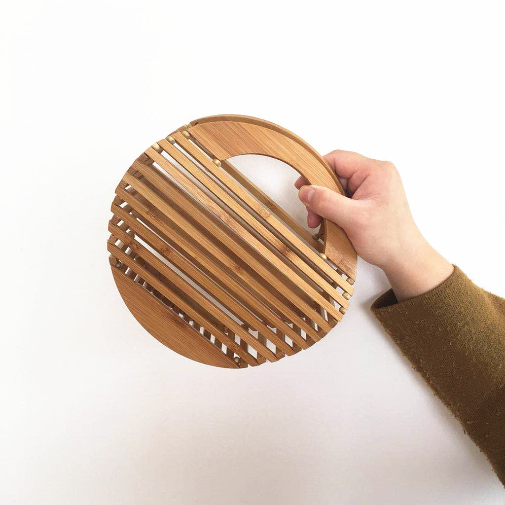 Round Bamboo Bag Women's Handbag Ins Net Red Summer Bamboo Beach Bag Hollow Bamboo Bag Bamboo Bag