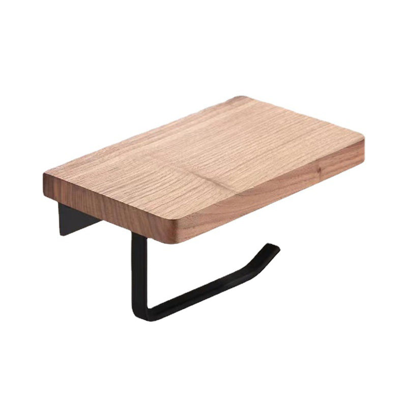 Toilet Paper Towel Rack Wall Hanging Black Walnut Roll Paper Rack Solid Wood Bathroom Free Punching Rack
