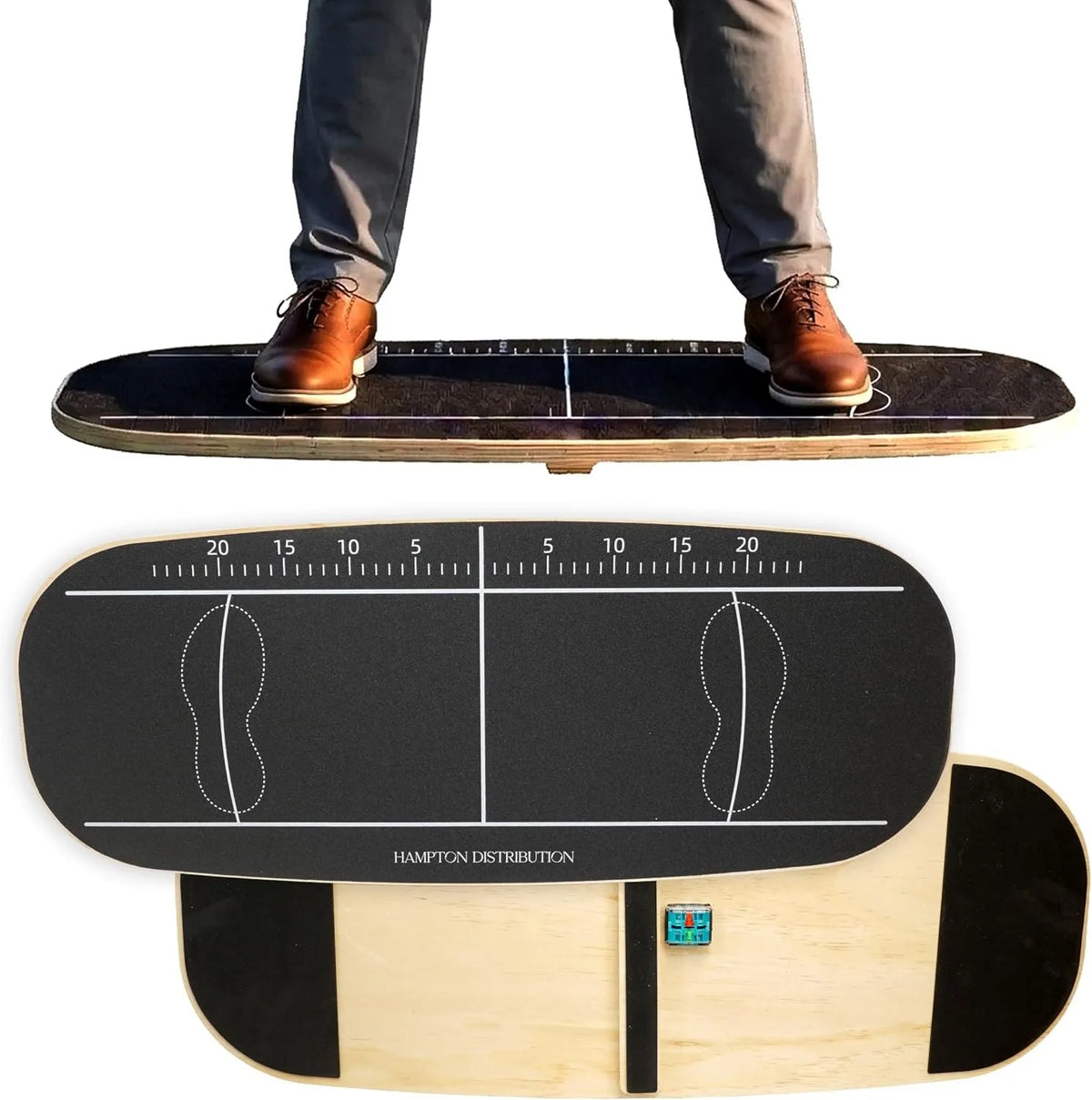 Golf Pressure Plate with Bottom Button Prompt Sound Function Solid Wood Golf Weight Shift Board For Indoor Practice,