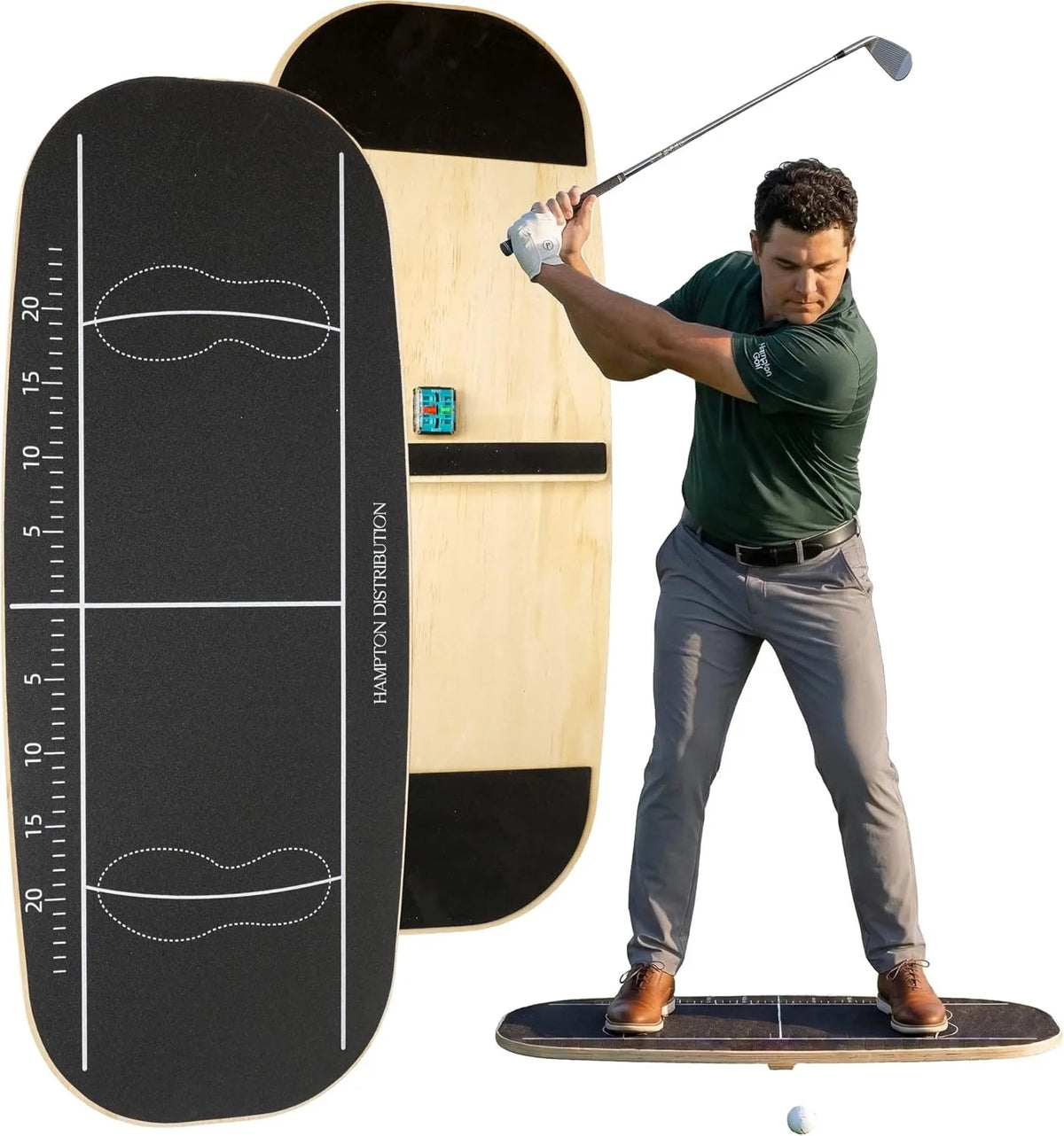 Golf Pressure Plate with Bottom Button Prompt Sound Function Solid Wood Golf Weight Shift Board For Indoor Practice,