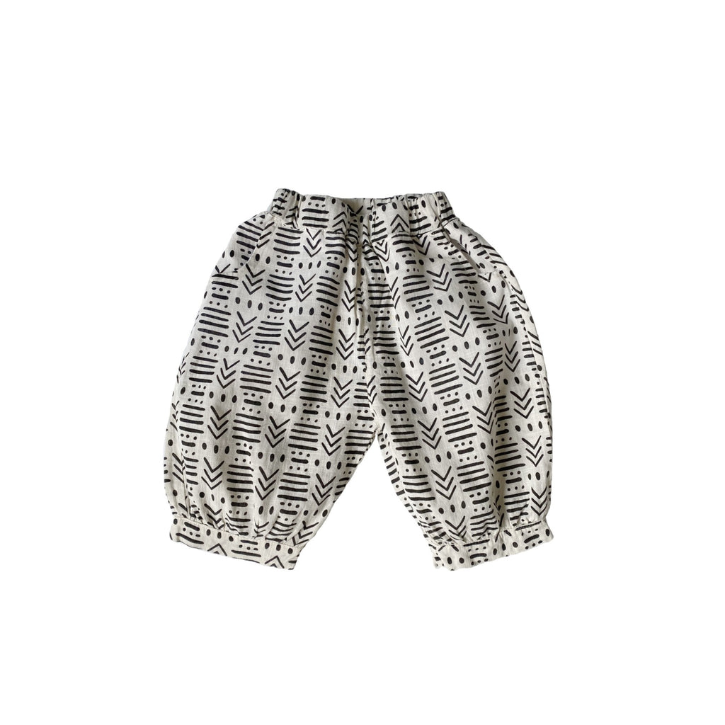 Bamboo knot cotton and linen cropped pants