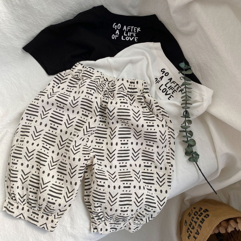 Bamboo knot cotton and linen cropped pants