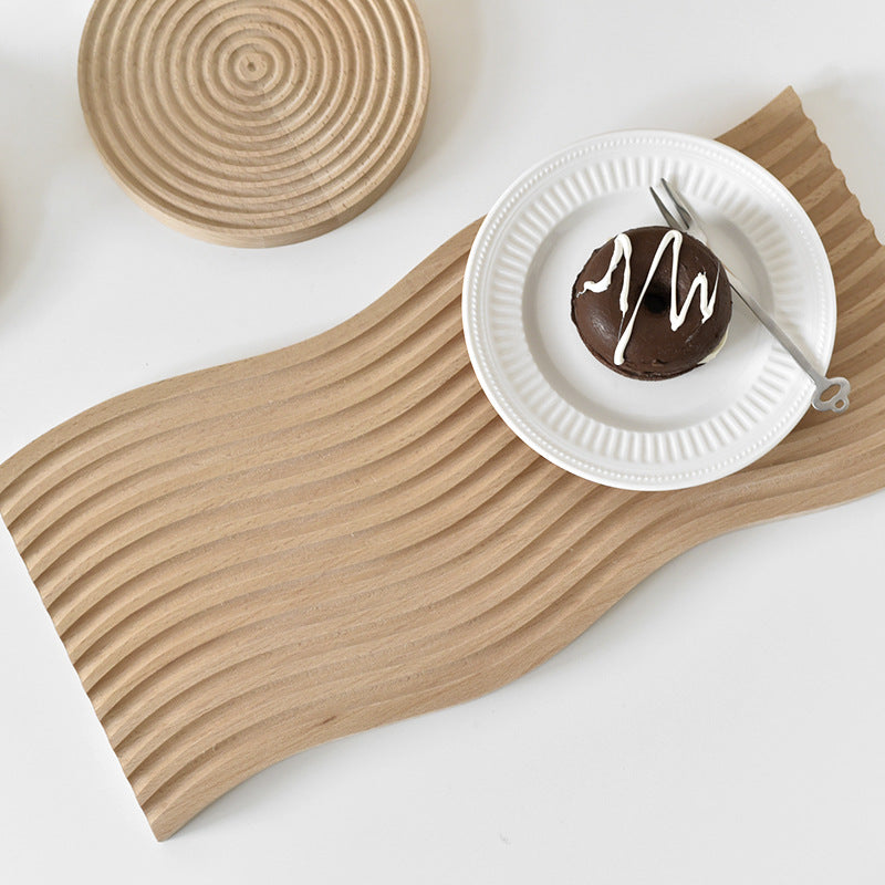Creative Cake Tray Solid Wood Insulated Wooden Coaster Coffee Tray Wooden Bread Board Ins Ornaments Photo Props