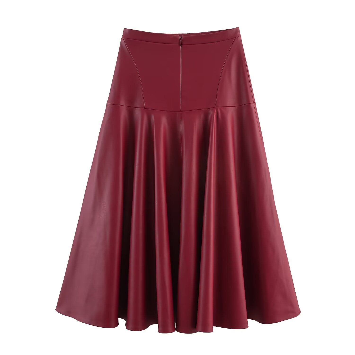 Imitation leather MIDI skirt