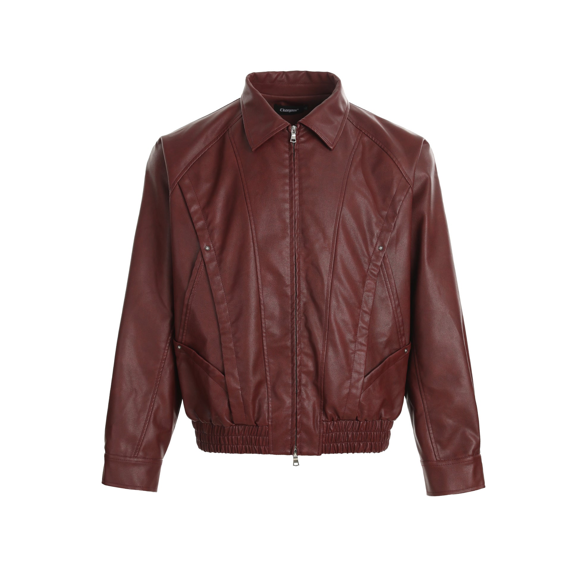Retro motorcycle style PU leather jacket