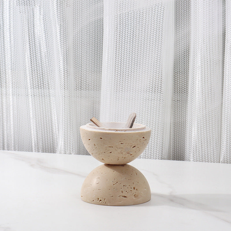 Natural Marble Yellow Travertine Round Ball Incense Burner