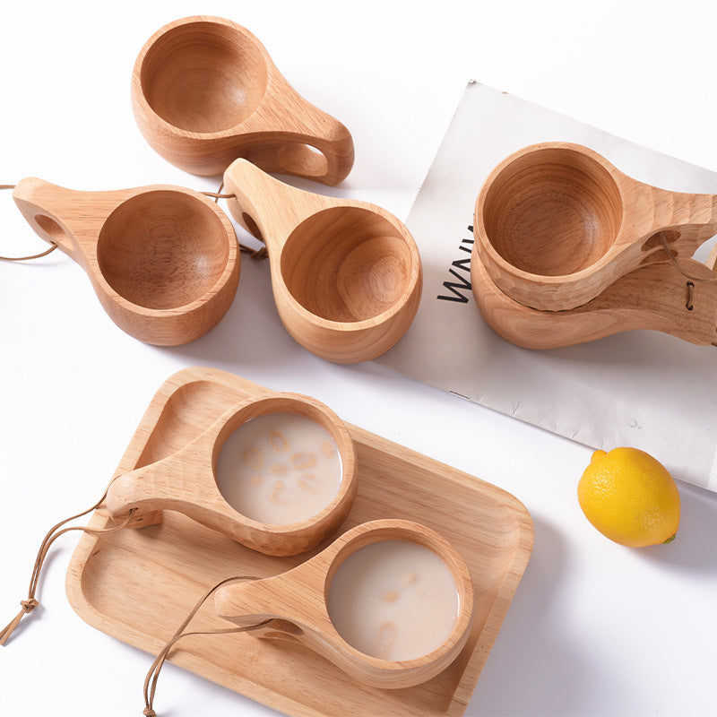 Nordic Cup Rubber Wood Coffee Cup Creative Tea Cup Wood Water Cup Handy Cup Wood Cup