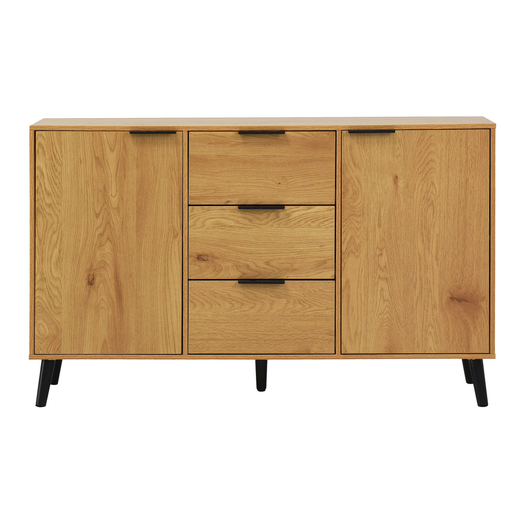 Side panel buffet cabinet with storage room, 47.2 "natural wood color kitchen cabinet with 3 drawers and 2 doors