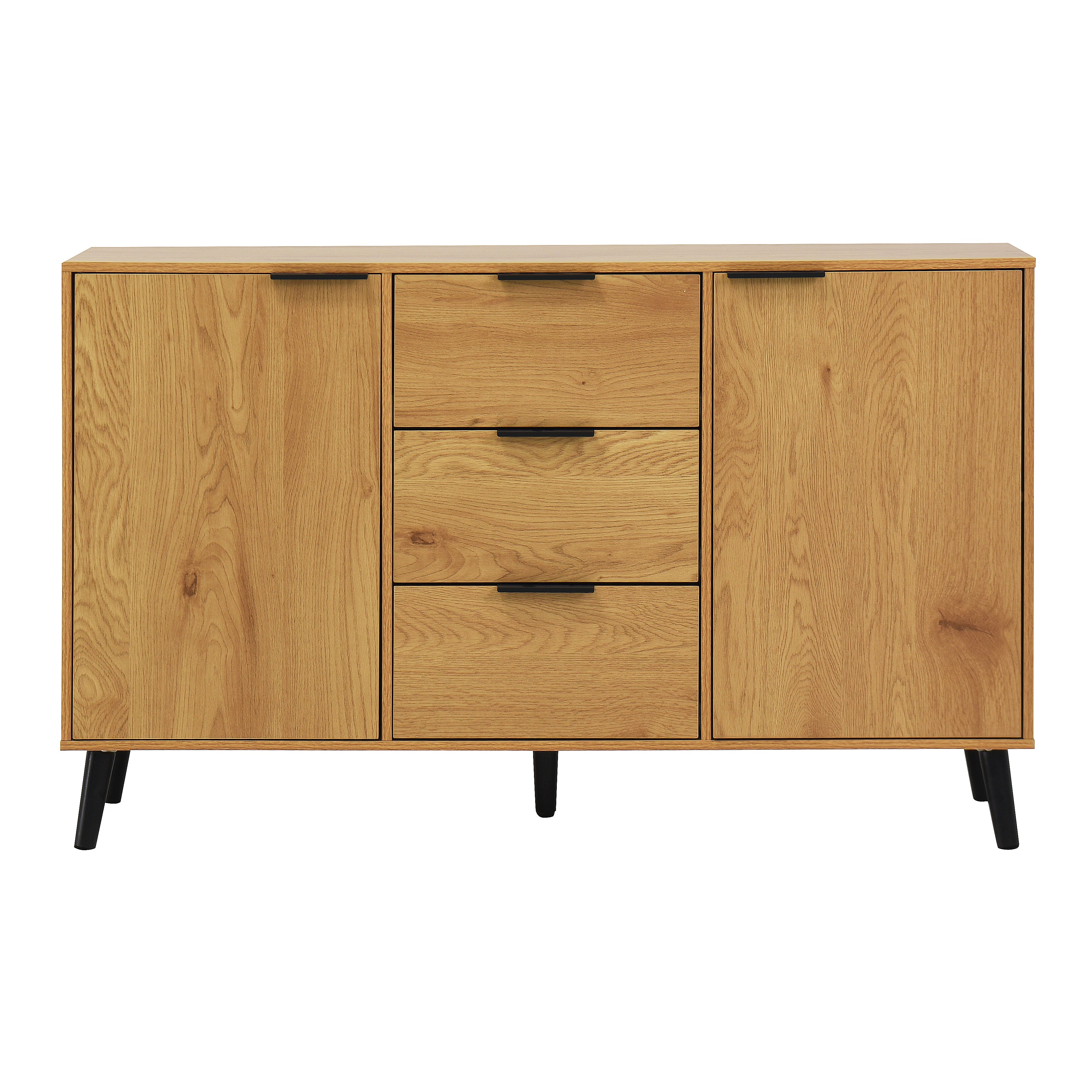 Side panel buffet cabinet with storage room, 47.2 "natural wood color kitchen cabinet with 3 drawers and 2 doors
