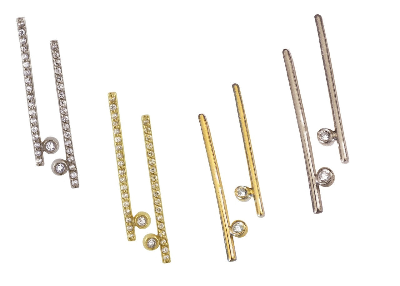 Dot & Line- 18K gold & all diamonds earrings-8