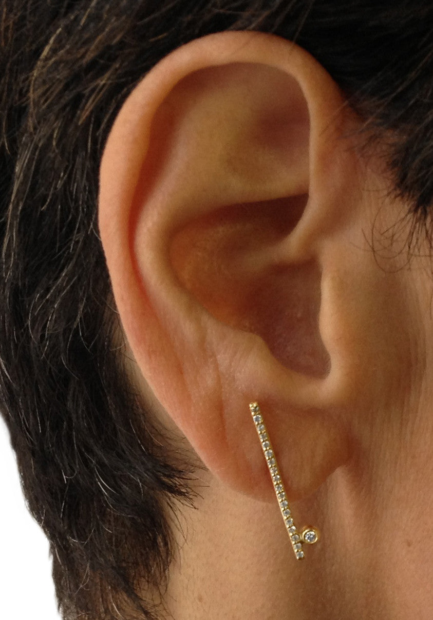 Dot & Line- 18K gold & all diamonds earrings-2