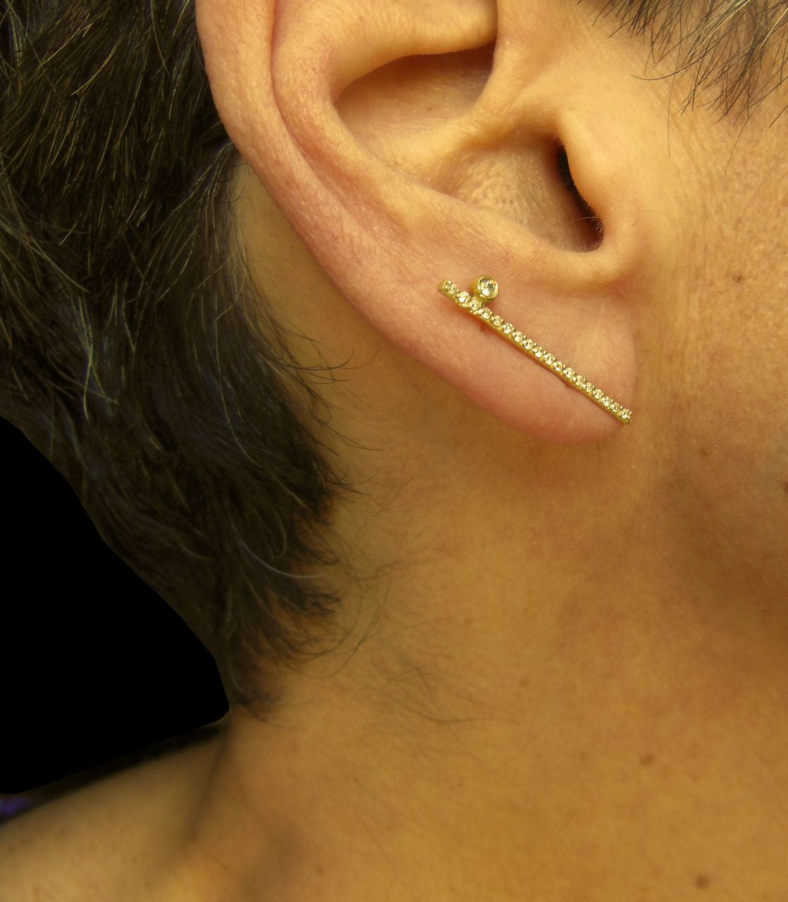 Dot & Line- 18K gold & all diamonds earrings-1