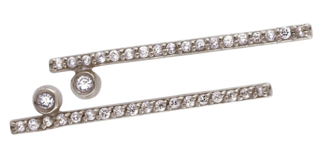 Dot & Line- 18K gold & all diamonds earrings-6