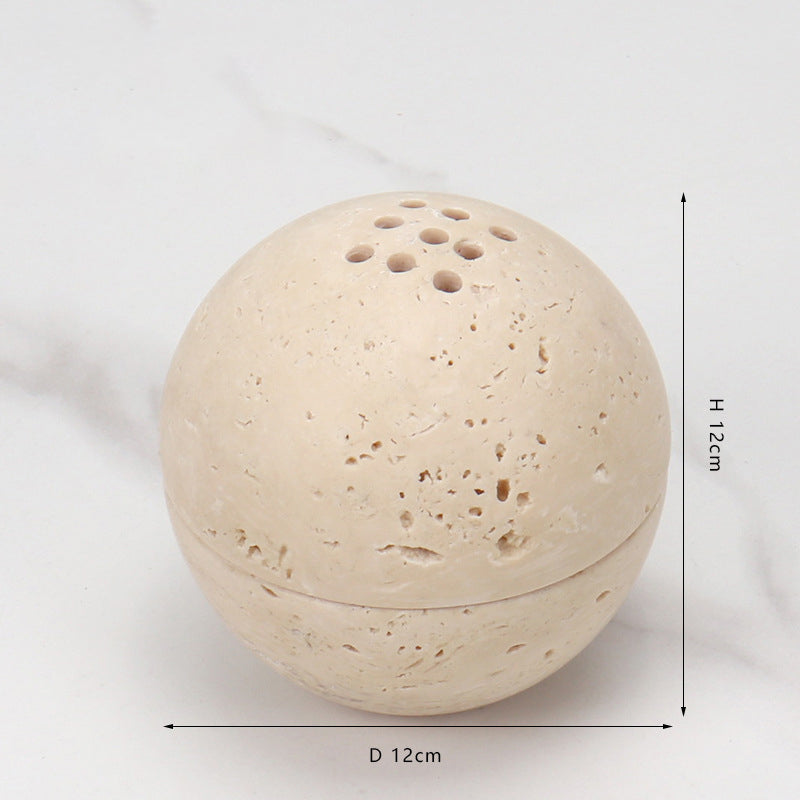 Natural Marble Yellow Travertine Round Ball Incense Burner