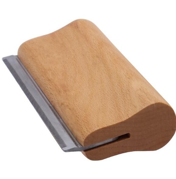 Wood Groom Brush vis Deshedding Grooming Tool, Professional Pet Wooden Groomer