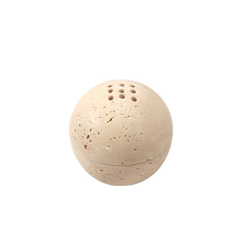 Natural Marble Yellow Travertine Round Ball Incense Burner