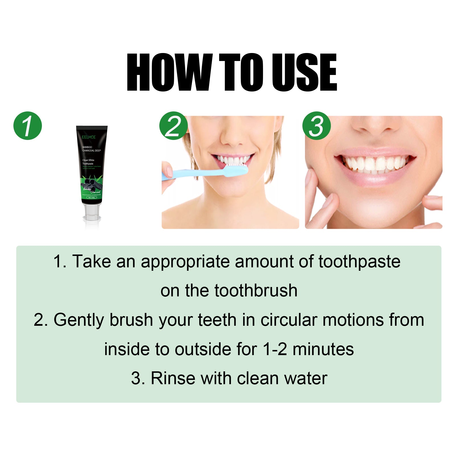 Bamboo Charcoal Deep Beauty Toothpaste Cleans Stains, Smells, Brightening White Teeth Care Toothpaste
