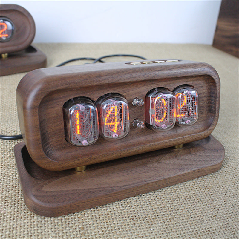 Black Walnut Solid Wood Glow Digital Electronic Tube Clock