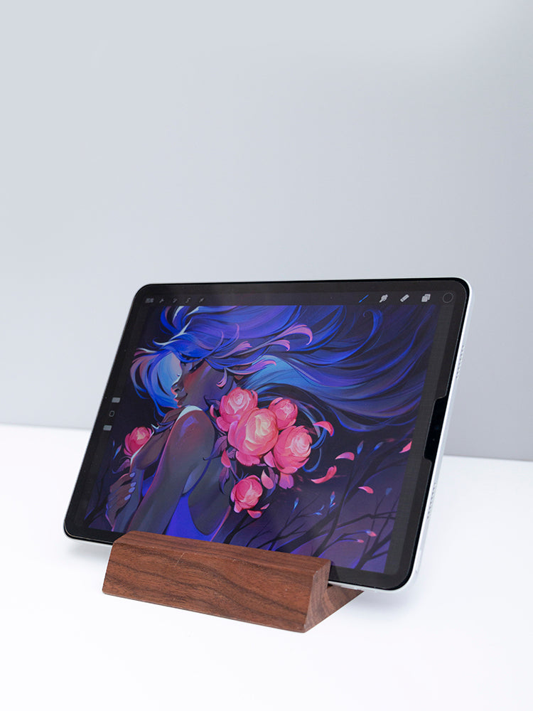 Retro Walnut Wood Solid Wood Tablet Stand, Creative Desktop Computer and Phone Holder
