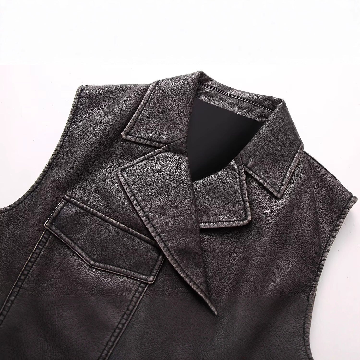 Imitation leather short vest