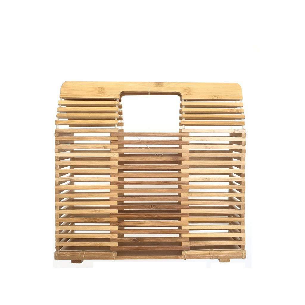 Square Bamboo Bag Ins Wind Hollow Bamboo Handbag Summer Beach Bag Women's Retro Bamboo Bag