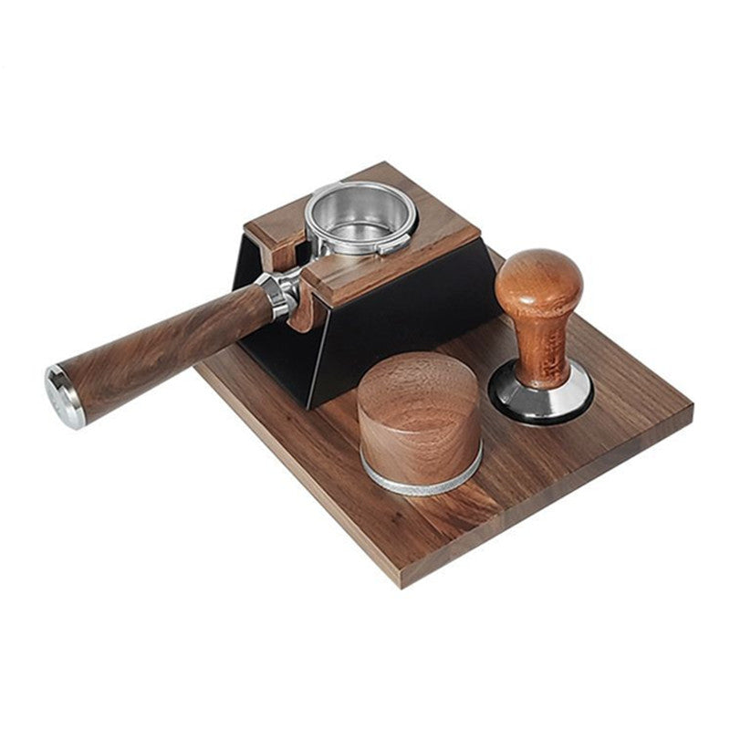 58mm Wood Coffee Distributor and Espresso Tamper Holder Coffee Machine Accessories Protafilter Stand with Non-Slip Base Tools