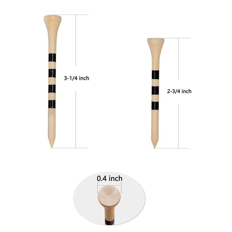 Professional Golf Tees Durable Bamboo Tees Natural Color 70mm 83mm 100pcs/pack