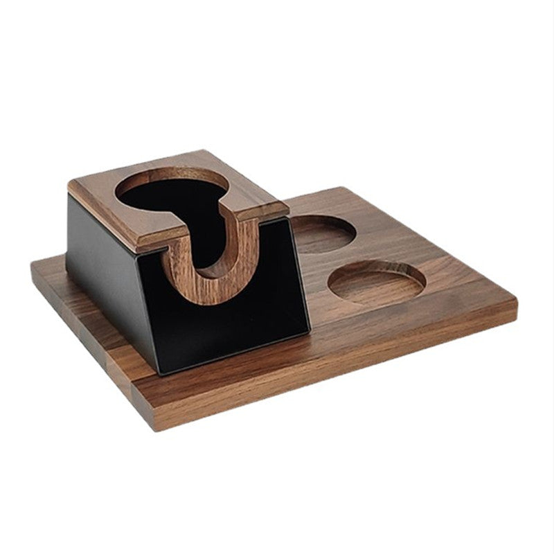 58mm Wood Coffee Distributor and Espresso Tamper Holder Coffee Machine Accessories Protafilter Stand with Non-Slip Base Tools