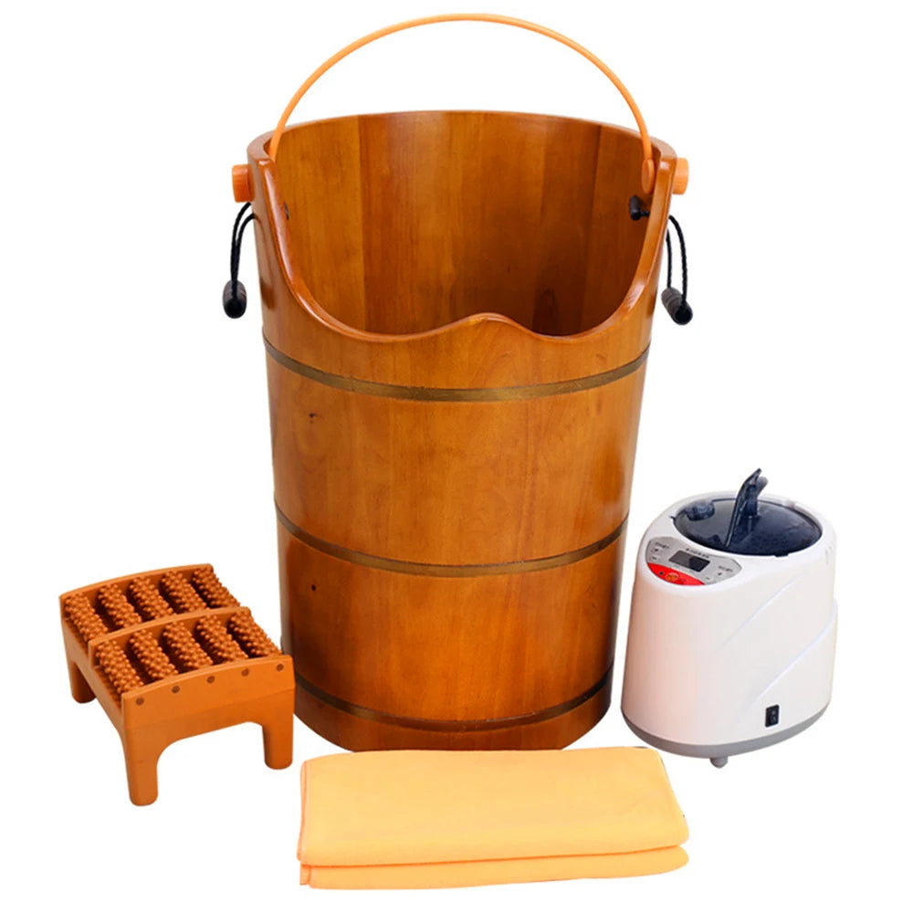 Wood Sauna Steam Solid Wood Bubble Foot Barrel Foot Tub Steamed Feet Steam Generator Personal Care Appliances Home Spa