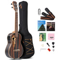 30 Inch All Blackwood Baritone Acoustic Electric Ukulele With Truss Rod with EQ with Gig Bag,Strap,Nylon String,Electric Tuner