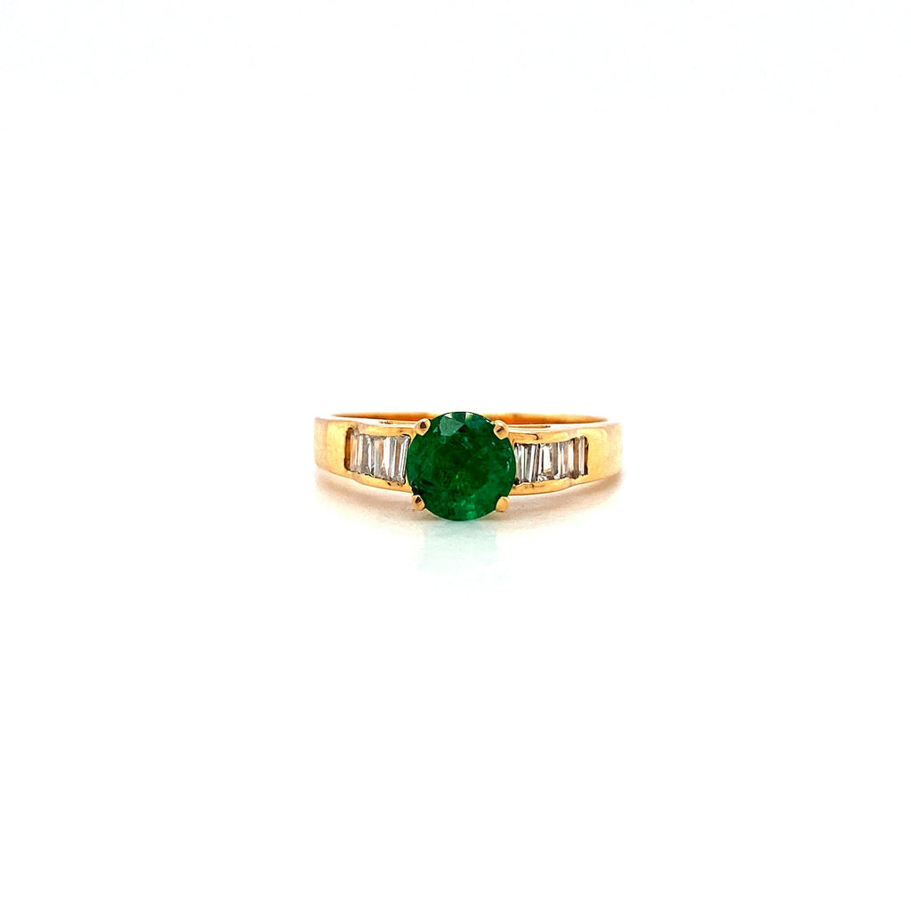 Emerald and Diamond Ring in 18K Yellow Gold - KGR 12599-0