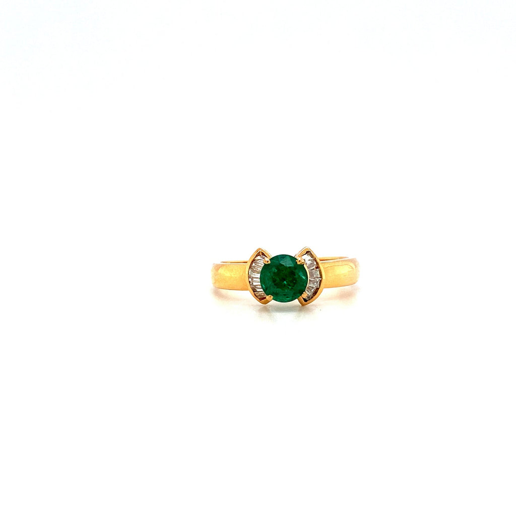 Emerald and Diamond Ring in 18K Yellow Gold - KGR 12739-0