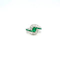 Emerald and Diamond Ring in 18K White Gold - KGR 14190-0