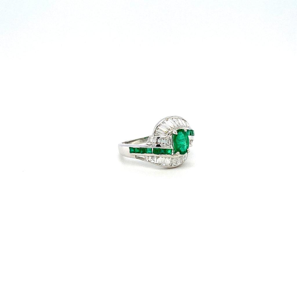 Emerald and Diamond Ring in 18K White Gold - KGR 14190-1