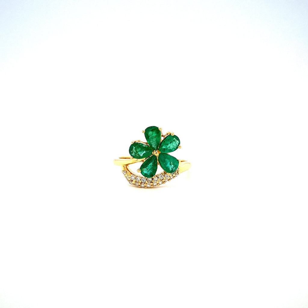 Emerald and Diamond Ring in 14K Yellow Gold - KGR 15209-0