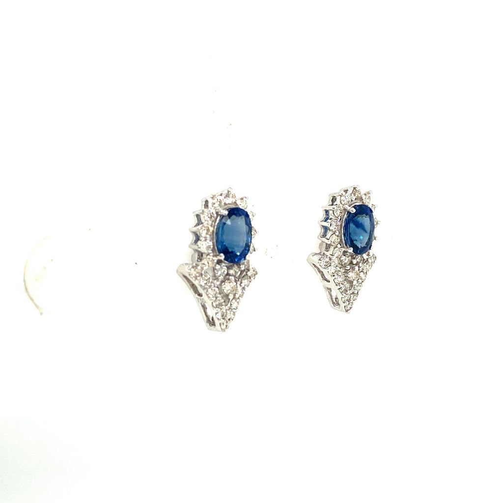 Sapphire and Diamond Earrings in 18K White Gold - KGT 31357-1