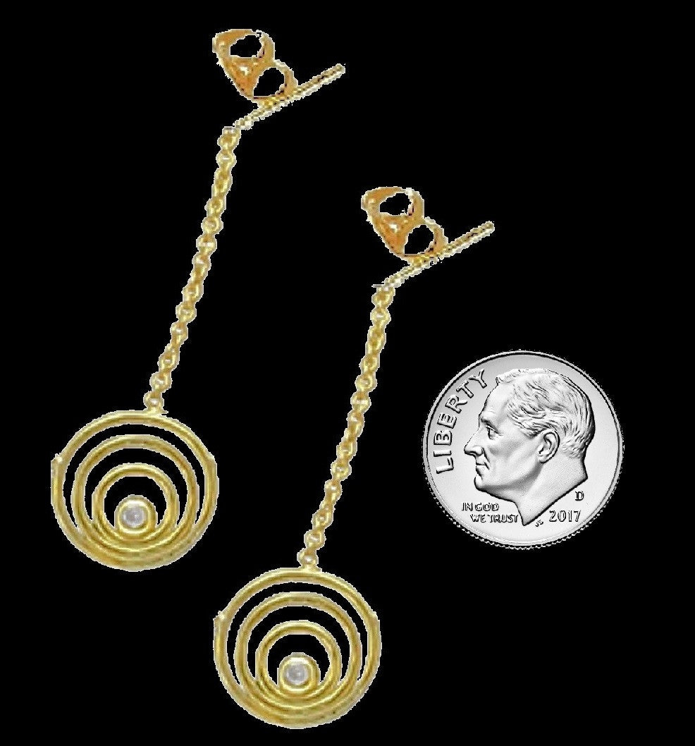 Karma Drop Earrings-18K Gold with Diamonds-1