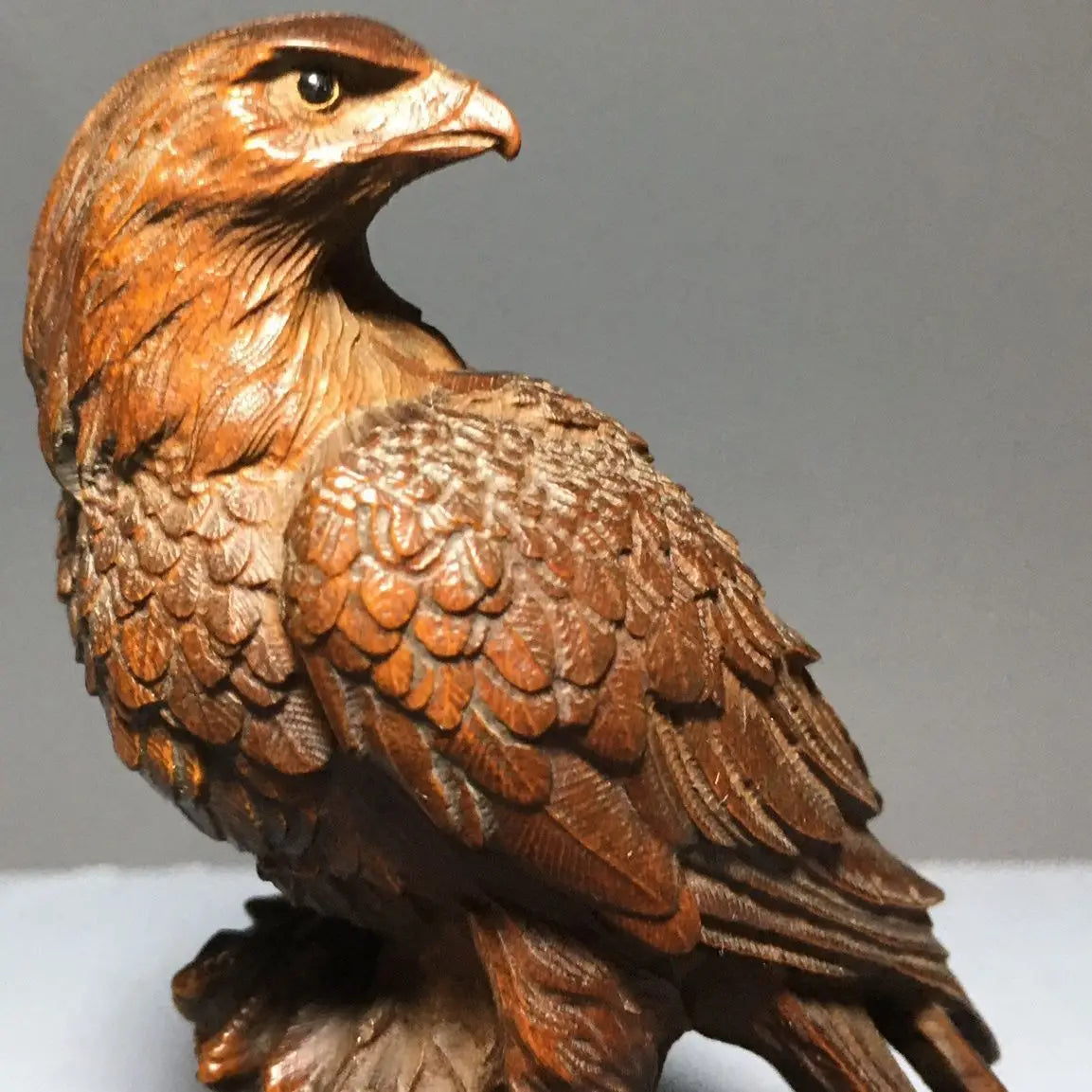 Antique Collection Old Wood Carved Eagle Ornament Solid Wood Animal Home Decorative Craft Gift
