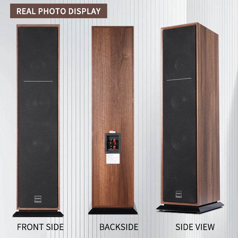 High-end tower 2.0 front speaker living room three-band passive HiFi floor-to-ceiling home stereo wooden speaker