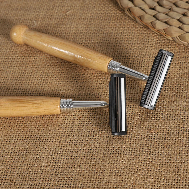1 pcs Manual Razor Eco Friendly Natural Bamboo Handle Shaving Razors for men women hotel home travel use