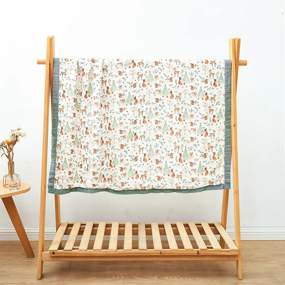 2 Layer Bamboo Baby Blanket Baby  Swaddle Bath Towel Bamboo Cotton Blanket