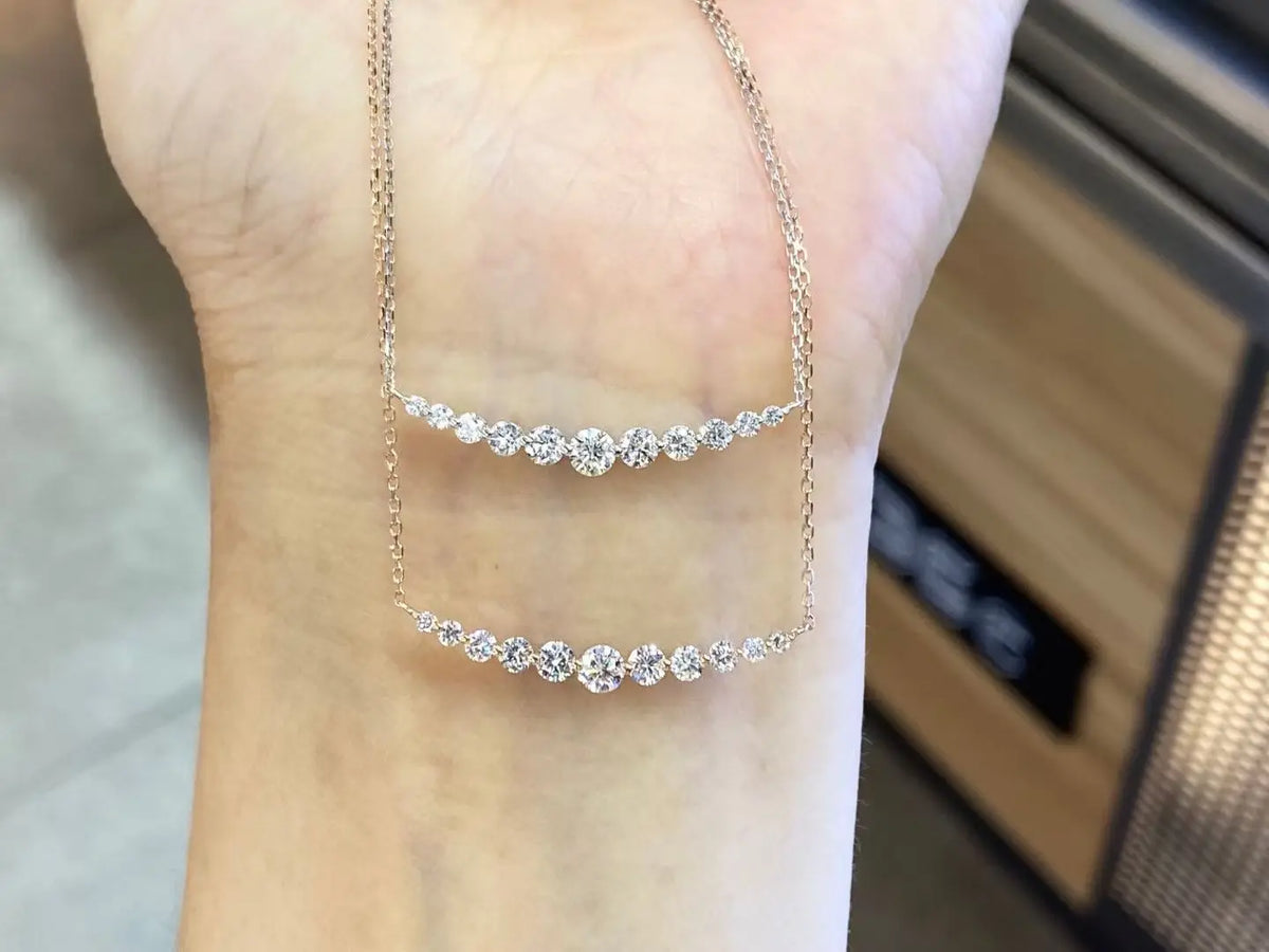 Certificated 18K Solid Gold Lab-grown Diamond Smile Necklace AU750 0.60ct Cultivated Synthetic Diamond Choker For Women Jewelry