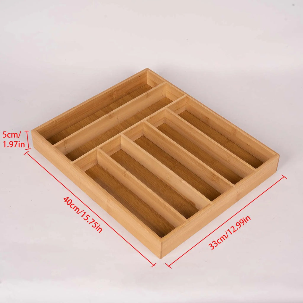 Bamboo Storage Box,Stylish and Simple Six-grid Bamboo Knife Box Sub-format Western Knife Box Kitchen Supplies Storage Box